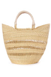 Natural Ghanaian Lacework Wing Shopper with Dye-Free Leather Handles