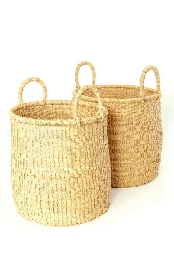 Set of Two All Natural Elephant Grass Baskets