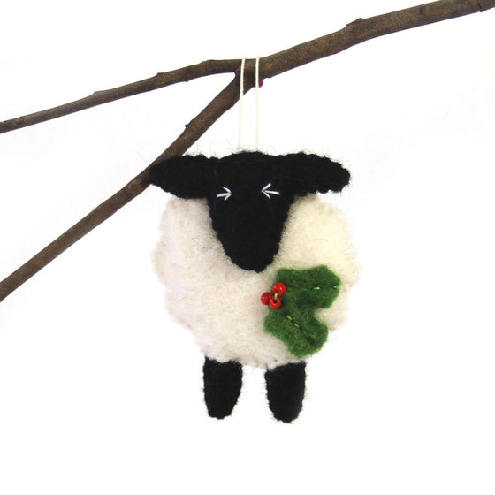 Hand Felted Christmas Ornament: Sheep - Global Groove (H) - World Community Exchange