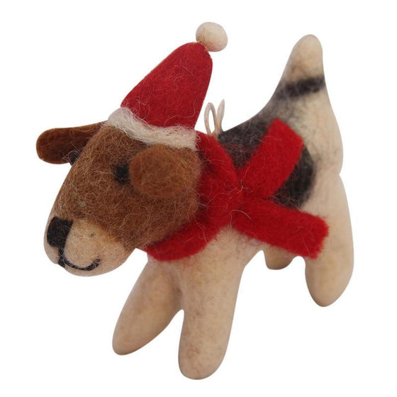 Felt Beagle Ornament with Santa Hat - World Community Exchange