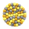 Hand Crafted Felt Ball Coasters from Nepal: 4-pack, Chakra Yellows - Global Groove (T)