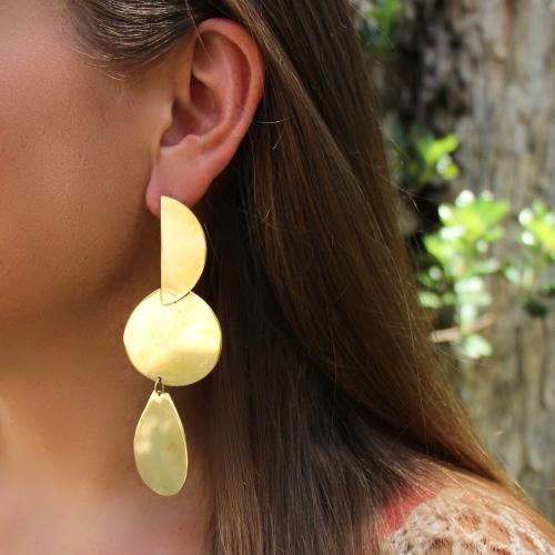 Earrings: Brass Geometric Dangles - World Community Exchange