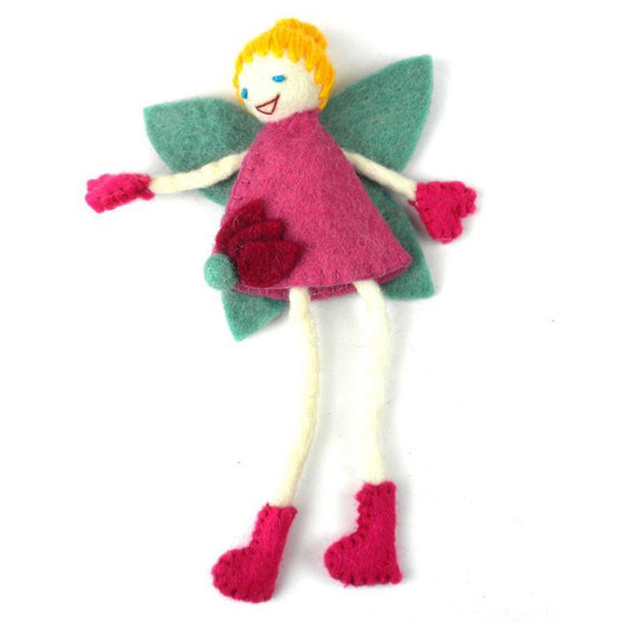 Hand Felted Tooth Fairy Pillow - Blonde with Pink Dress - Global Groove