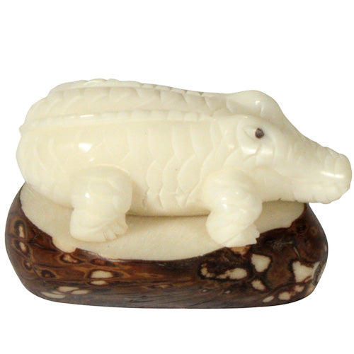 Alligator Tagua Nut Figurine