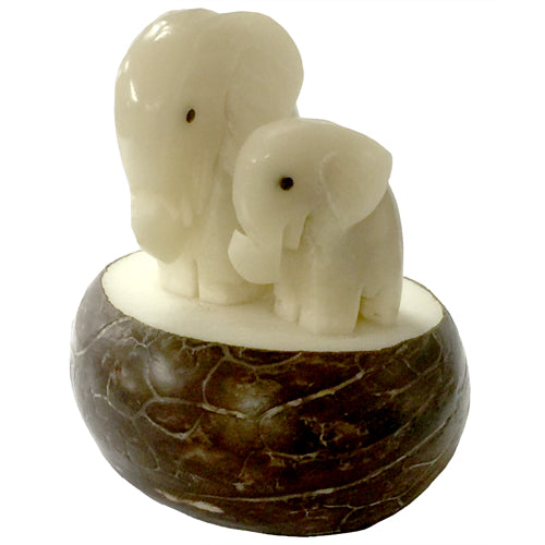 Elephant with Baby Tagua Nut Figurine