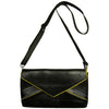 <center>Fedora - Large Clutch that Converts to Shoulder Bag </br>w/ Yellow Leather Accents and Adjustable Strap</br>Made of Recycled Tire Tube</br>Measures: 12 in. wide x 7 in. high x 1-1/2 in. deep.</center>