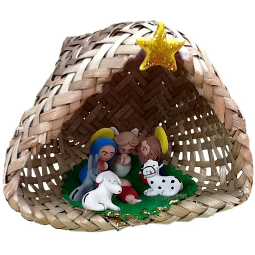 Marzipan Nativity in Palm Basket