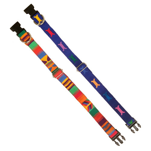 <center>Cotton Dog Collars - Bones & Rainbow<br>Crafted by Artisans in Guatemala </center>