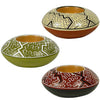 <center>Shipibo Tea Light Holders crafted by Artisans in Peru </br> Measures 2” high x 4-3/4” diameter</center>