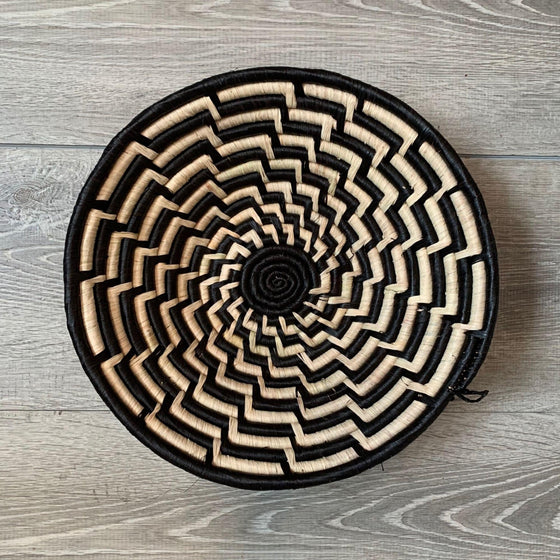 Woven Sisal Basket, Feathered Monochrome Pattern - World Community Exchange