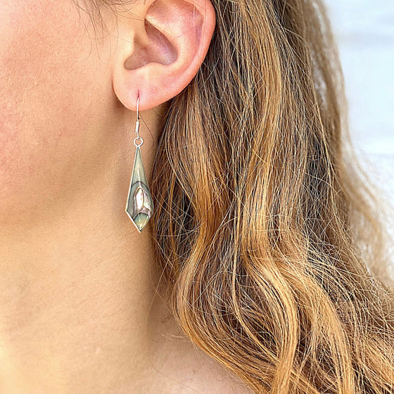 Abalone Diamond-Shaped Dangle Earrings - World Community Exchange