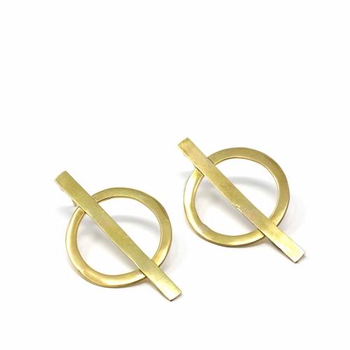 Earrings: Brass Bisected Circles - World Community Exchange