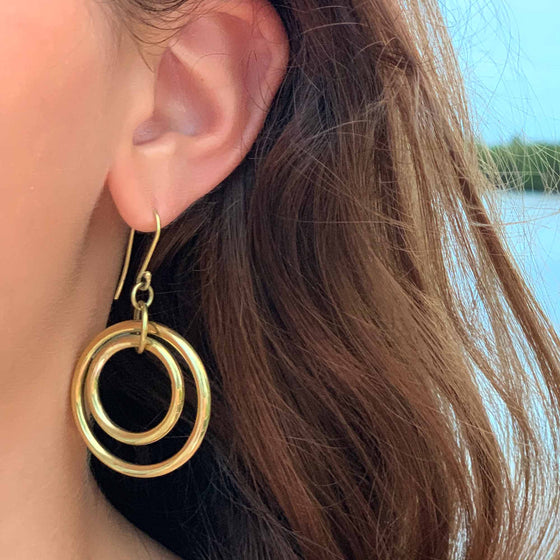 Earrings: Brass Nested Circles - World Community Exchange