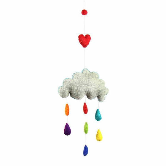 Rainbow Raindrops Felt Mobile Hanging Room Decor - World Community Exchange