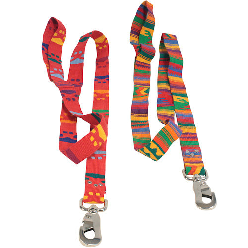<center>Red Paw and Rainbow Handwoven Cotton Dog Leashes </br>Crafted by Artisans in Guatemala </br>Measure 1” wide with a 48” length</center>
