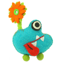  Hand Felted Blue Tooth Monster with Flower - Global Groove