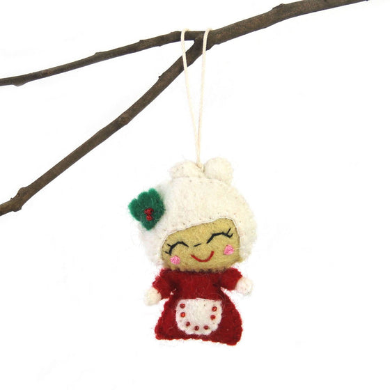 Hand Felted Christmas Ornament: Mrs. Claus - Global Groove (H) - World Community Exchange