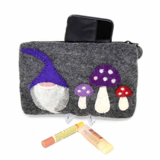 Hand Crafted Felt: Gnome and Mushroom Pouch - World Community Exchange
