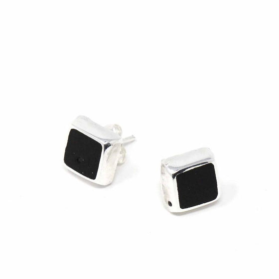 Sterling Silver Earrings, Sterling Silver Black Square - World Community Exchange