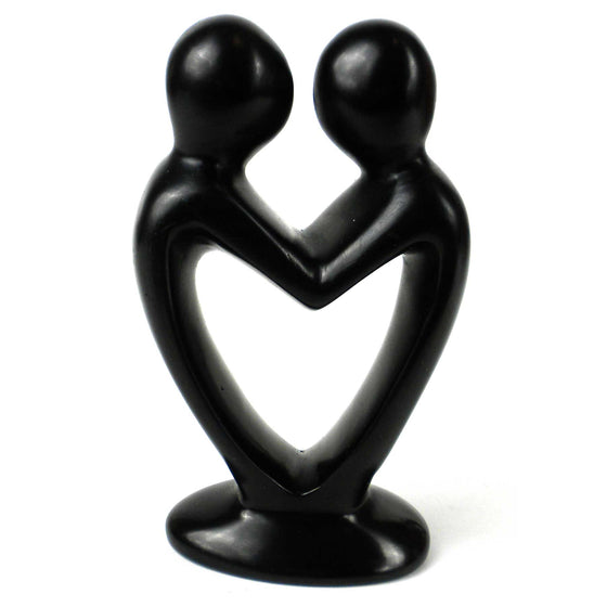 Soapstone Lovers Heart Black - 4 Inch - World Community Exchange