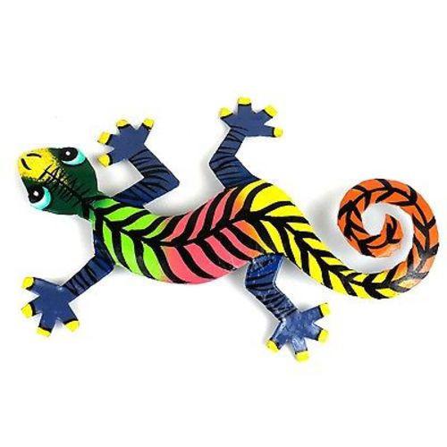 Eight Inch Striped Metal Gecko - Caribbean Craft