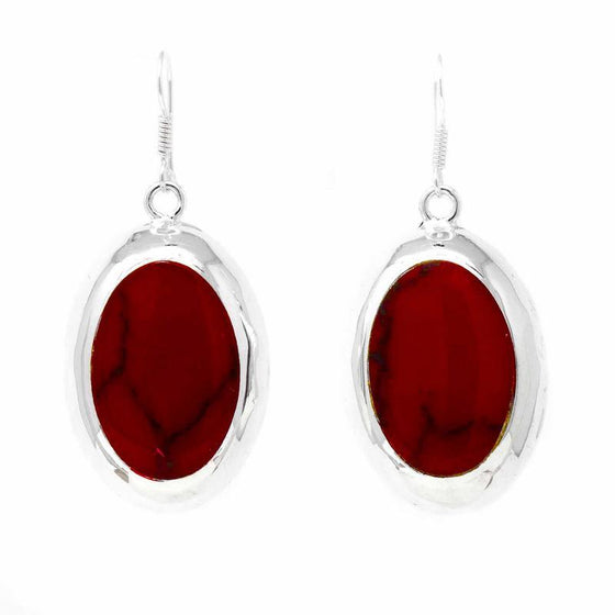 Earrings, Red Jasper Ovals - World Community Exchange