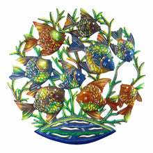  24-Inch Painted School of Fish Metal Wall Art - Croix des Bouquets