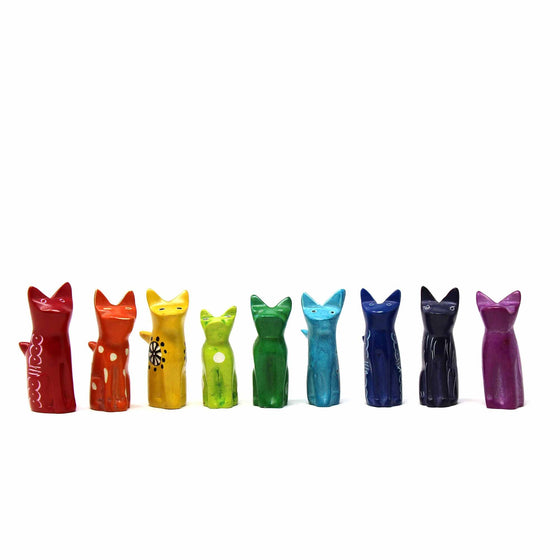 Soapstone Tiny Sitting Cats - Assorted Pack of 5 Colors - World Community Exchange