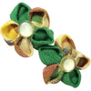 <center>Green Cotton Beret with Two Flowers </br>Crafted by Artisans in Guatemala </br>Measures 3” high x 1-1/2” wide, with 1-1/2” clip</center>
