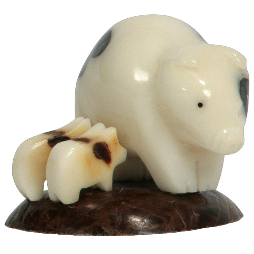Mother Pig w/ Piglets Tagua Nut Figurine