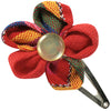 <center>Red Cotton Flower Hair Clip </br>Crafted by Artisans in Guatemala </br>Measures 1-1/2” high x 1-1/2” wide, with 1” clip</center>