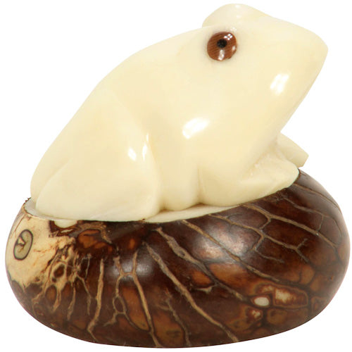 Frog Tagua Nut Figurine