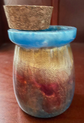 Blue, Gold & Deep Red Stash Jar