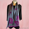 Purple Felted Poppies on Charcoal Grey Silk from Seven Sisters of Kyrgyzstan - Short 