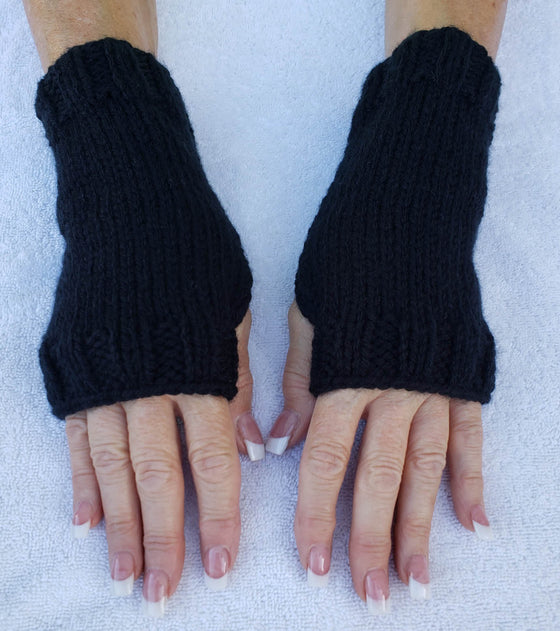 Stockinette Stitch Wristlets - Black