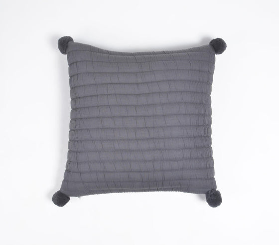 Knitted Cotton Striped Grey Cushion Cover