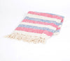 Red & Blue Striped Cotton Tasseled Throw