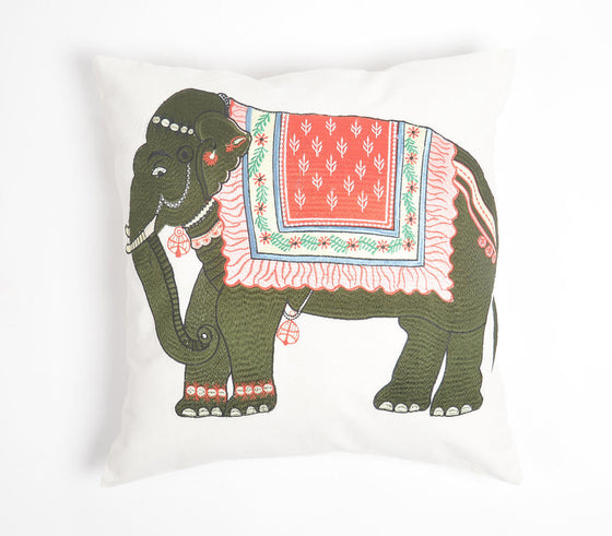 Decorated Traditional Elephant embroidered Cushion Cover