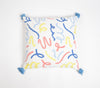Embroidered Abstract Doodles Cotton Tasseled Cushion Cover
