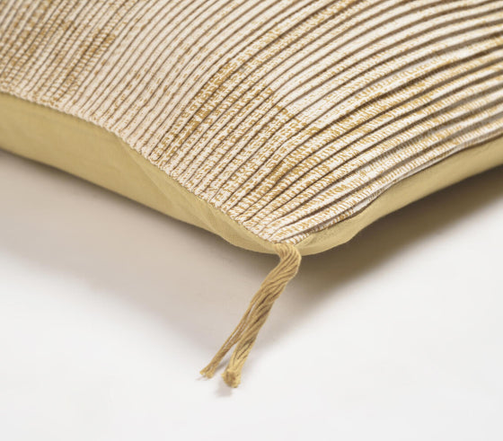 Tasseled Yellow Lines Cotton lumbar cushion Cover