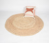 Handwoven Jute & Discarded Fabric Beige Classic Spiral Rug