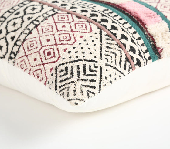 Geometric Pattern Textured Cotton Cushion Cover