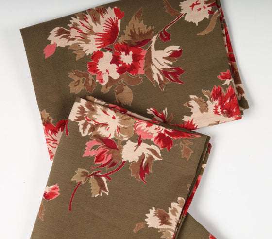 Umber Floral Printed Cotton Napkins (Set of 4)