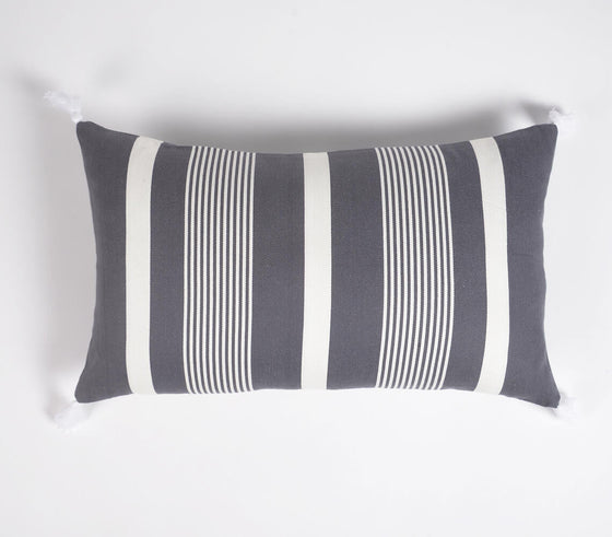 Striped & Tasseled Handloom Cotton Pillow Covers (set of 2)