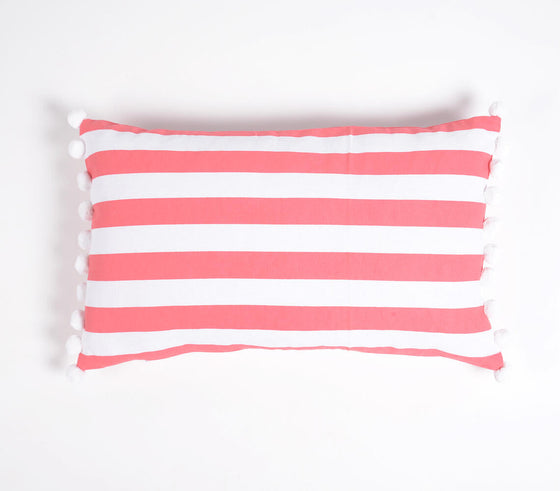 Coral Striped Handloom Cotton Pillow Covers (set of 2)