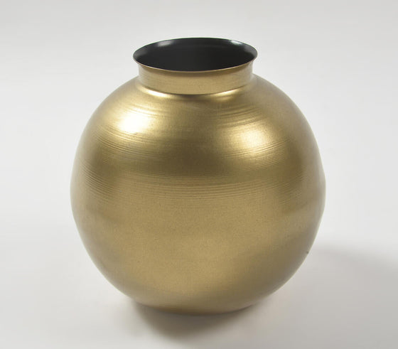 Gold-Toned Iron Round Vases (Set of 2)