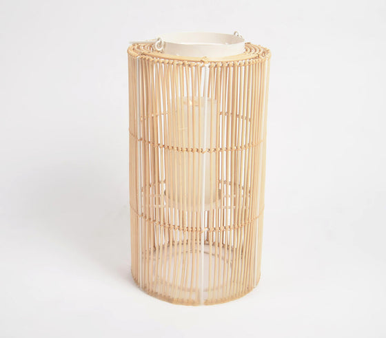 Minimal Handwoven Earthy Iron & Cane Candle Holder
