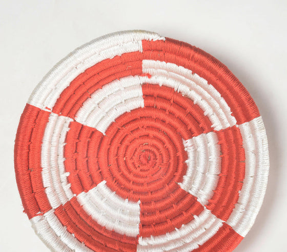 Handwoven Red & White Colorblock Wall Plate