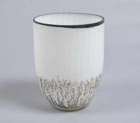 White With Abstract Brown Votive