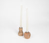 Raw Turned Wood Candle Holders (Set of 2)